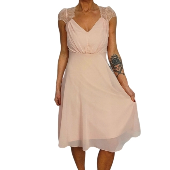 ASOS Pink Lace Sweetheart Midi Dress Size 4 - Picture 4 of 7